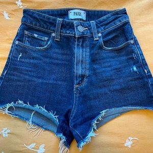Paige High Waisted Dark Denim Shorts 24